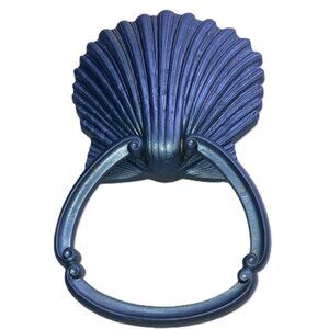1970s HOMCO Clam Shell Towel Holder Vintage Blue 11 x 6.6 inches
